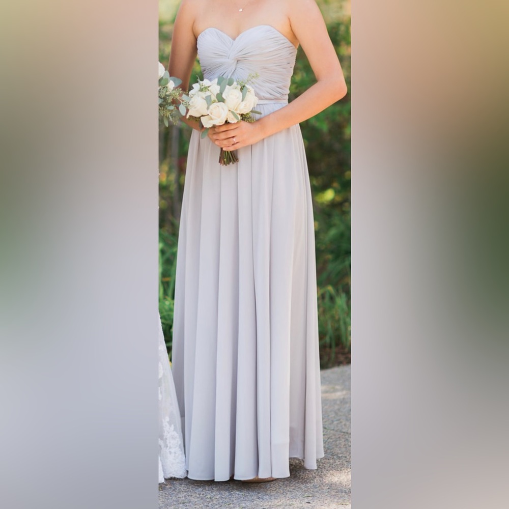 Silver Light Grey Chiffon Bridesmaid Dress Formal Prom Dress
